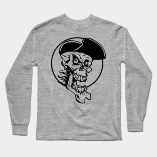Laughing skull with cap (black outline) Long Sleeve T-Shirt